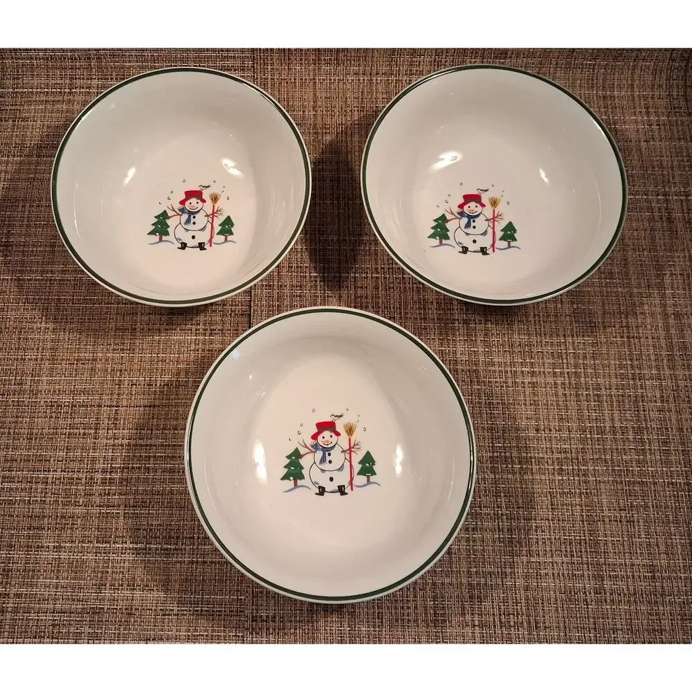 Pfaltzgraff Snow Village Cereal Bowls Set of 3